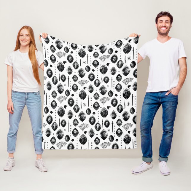 House Stark Icons & Portraits Pattern Fleece Blanket (In Situ)