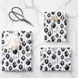 House Stark Icons & Portraits Pattern Wrapping Paper Sheet