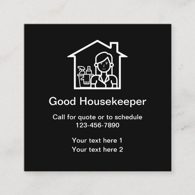 House Symbol Cleaning Service Square Business Card (Front)