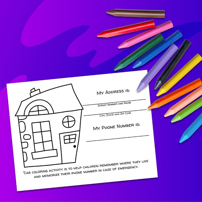 House Teach Emergency Info for Kids Activity Card (Creator Uploaded)