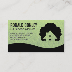 House Tree Logo   Grass Background Business Card