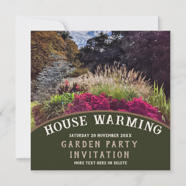 House Warming Colourful Garden Party Invitation (Front)