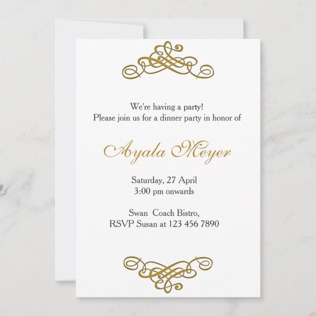 House warming party Invitation Gold Flourish (Front)