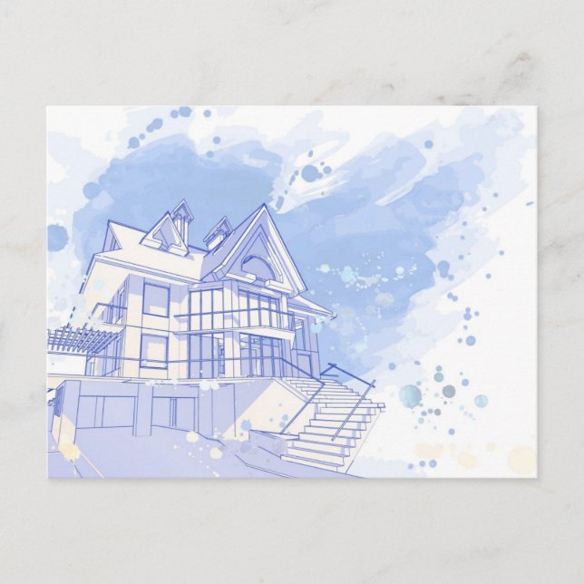 house: watercolor draw postcard (Front)