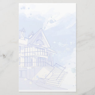 house: watercolor draw stationery