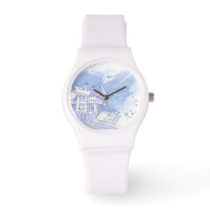 house: watercolor draw watch
