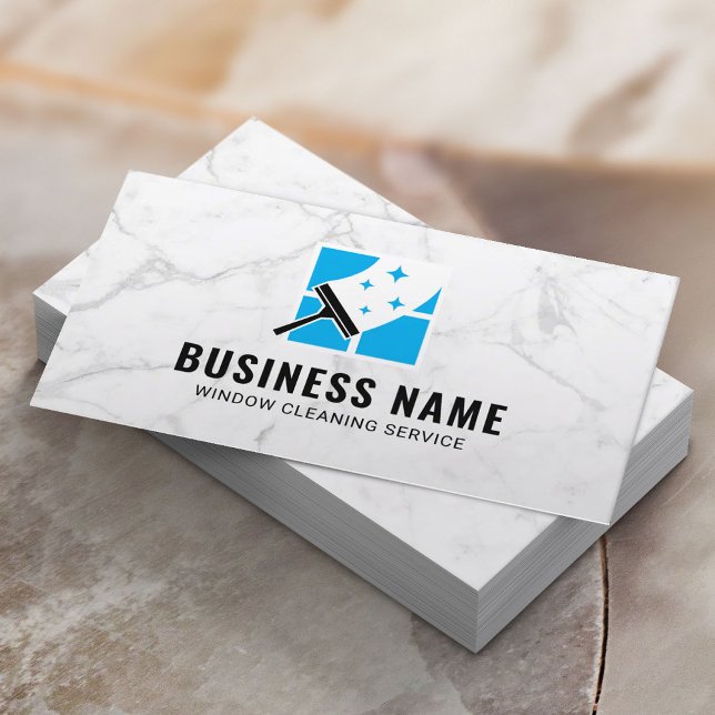 House Window Cleaning Service Trendy White Marble Business Card (Creator Uploaded)