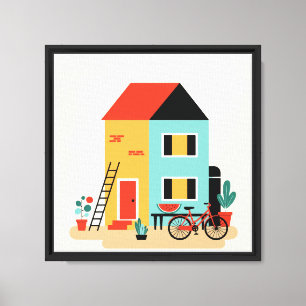 House with a red and black roof canvas print