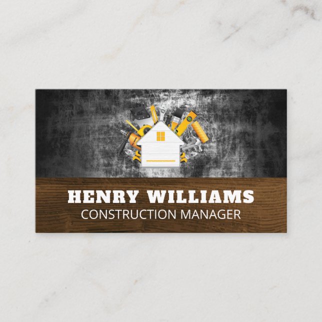 House with Construction Tools  Business Card (Front)