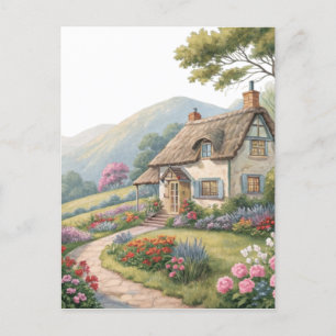 House With Garden Holiday Postcard
