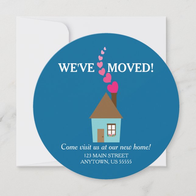 House with Hearts Above Chimney, We've Moved Announcement (Front)