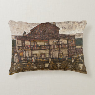 House with Shingle Roof by Egon Schiele Decorative Cushion