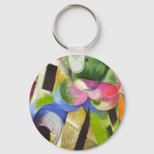 House with Trees by Franz Marc, Vintage Fine Art Key Ring