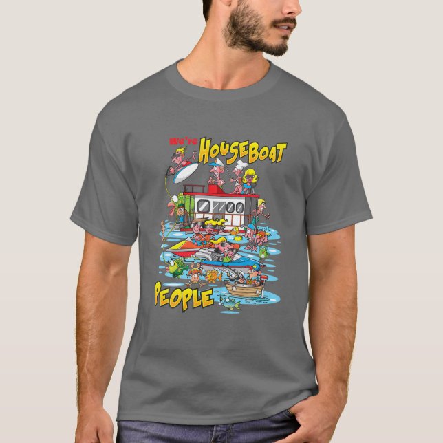Houseboat Lake Party Fishing Swimming T T-Shirt (Front)
