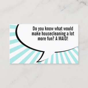 housecleaning maid joke business card