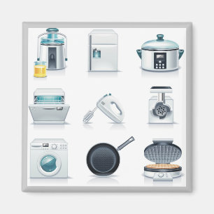 Household appliances icons (5) magnet