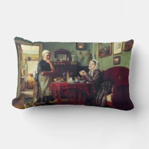 Household Conversation (by Konstantin Makovsky) Lumbar Cushion