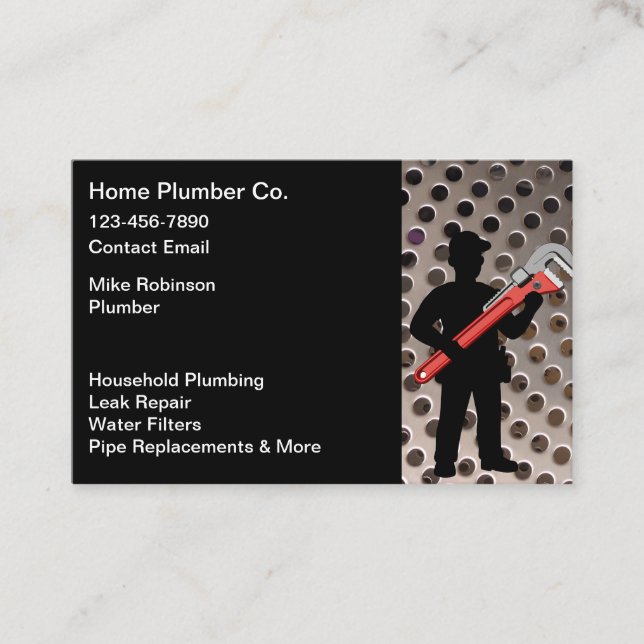 Household Plumber Theme Custom Business Cards (Front)
