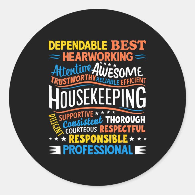 Housekeeng Appreciation Environmental Services Wee Classic Round Sticker (Front)