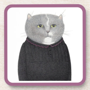 HOUSEKEEPER CAT Hard Plastic Coasters