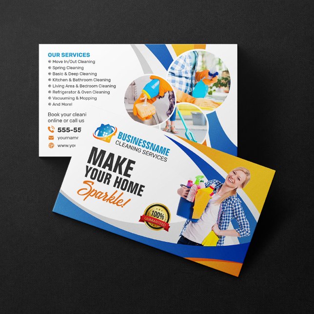 Housekeeper House Office Cleaning Maid Service Business Card (Creator Uploaded)