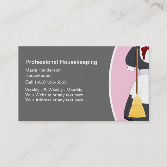 Housekeeper Maid Business Cards (Front)