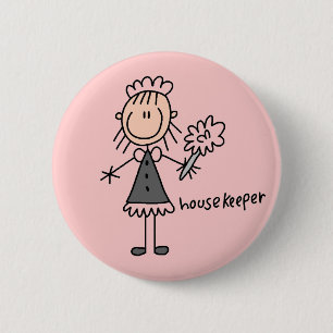 Housekeeper Stick Figure 6 Cm Round Badge