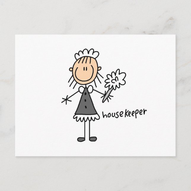 Housekeeper Stick Figure Postcard (Front)