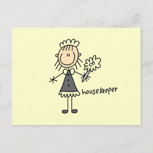Housekeeper Stick Figure Postcard
