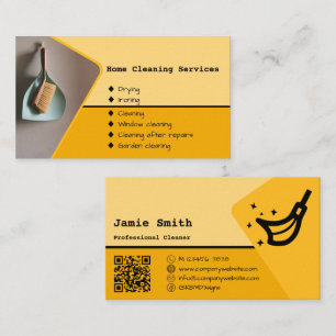 Housekeeping Cleaning Service Yellow Business Card