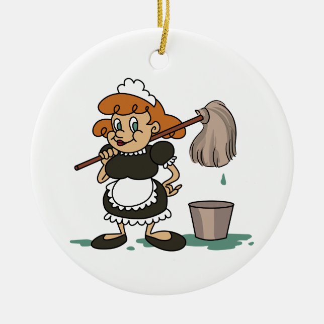 Housekeeping Maid Ceramic Tree Decoration (Front)