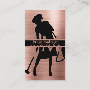 Housekeeping Maid Service Cleaning Rose Gold Business Card