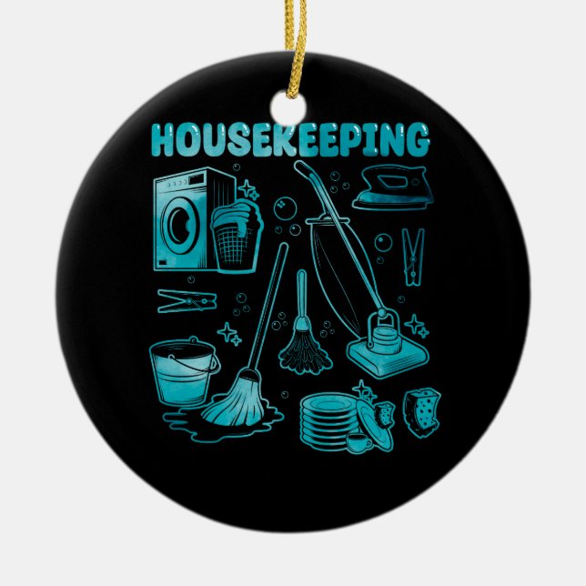 Housekeeping Squad Cleaner Cleaning Housekeeper Ro Ceramic Tree Decoration (Front)