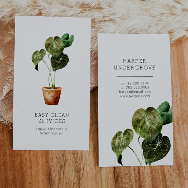 Houseplant Cleaning Services Business Card (Creator Uploaded)
