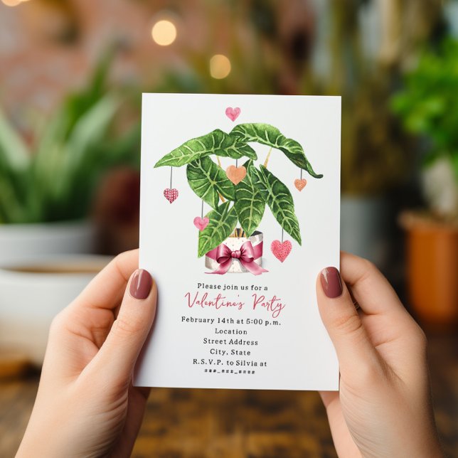 Houseplant Hearts Valentine's Party Invitation (Creator Uploaded)