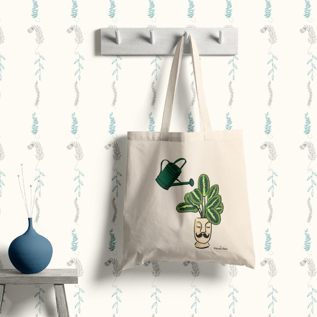 Houseplant in a cute pot with your name tote bag (Creator Uploaded)