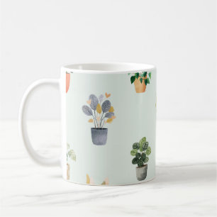 Houseplant Pattern Botanical Indoor Plant Design Coffee Mug