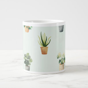 Houseplant Pattern Botanical Indoor Plant Design Large Coffee Mug