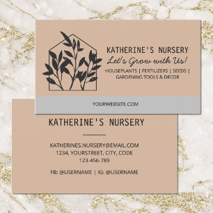 Houseplant Shop Nursery Modern Abstract Business Card