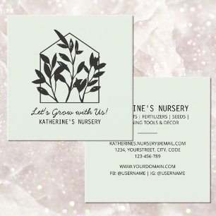 Houseplant Shop Nursery Modern Abstract Minimal   Square Business Card
