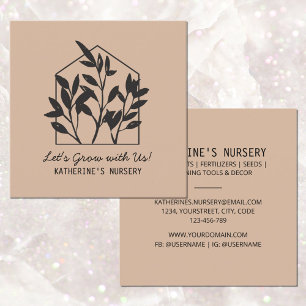 Houseplant Shop Nursery Modern Abstract Minimal   Square Business Card