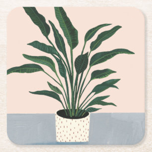 Houseplant Square Paper Coaster