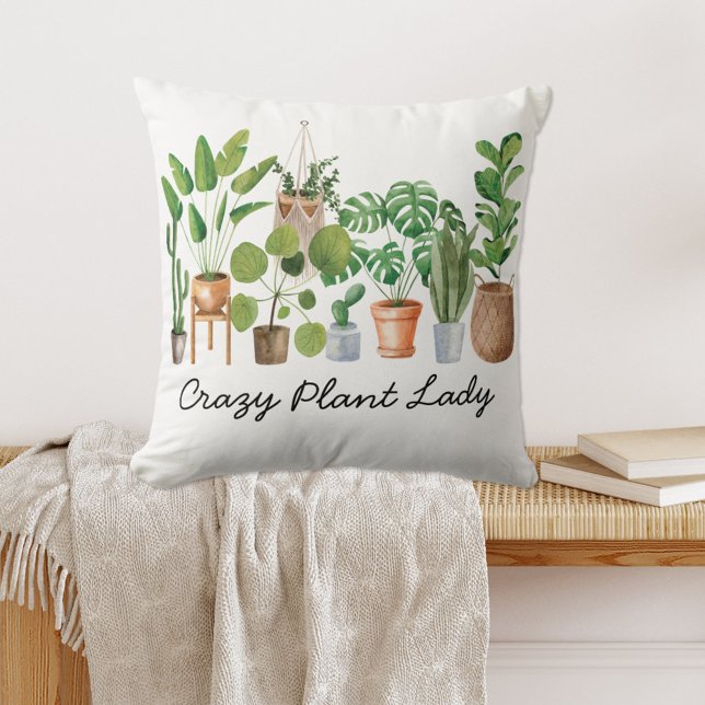 Houseplant Watercolor Plant Quote Cushion (In situ on bench)