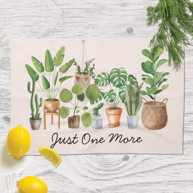 Houseplant Watercolor Quote Tea Towel (In situ)