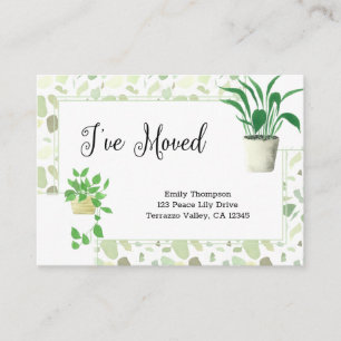 Houseplants and Green Terrazo I've Moved Enclosure Card