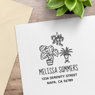 Houseplants Hobby Address Rubber Stamp