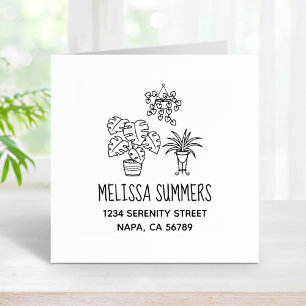 Houseplants Hobby Address Rubber Stamp