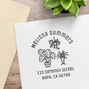 Houseplants Hobby Arch Address Rubber Stamp