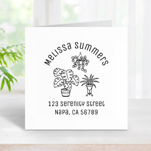 Houseplants Hobby Arch Address Rubber Stamp