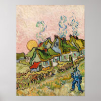 Houses and Figure by Vincent van Gogh